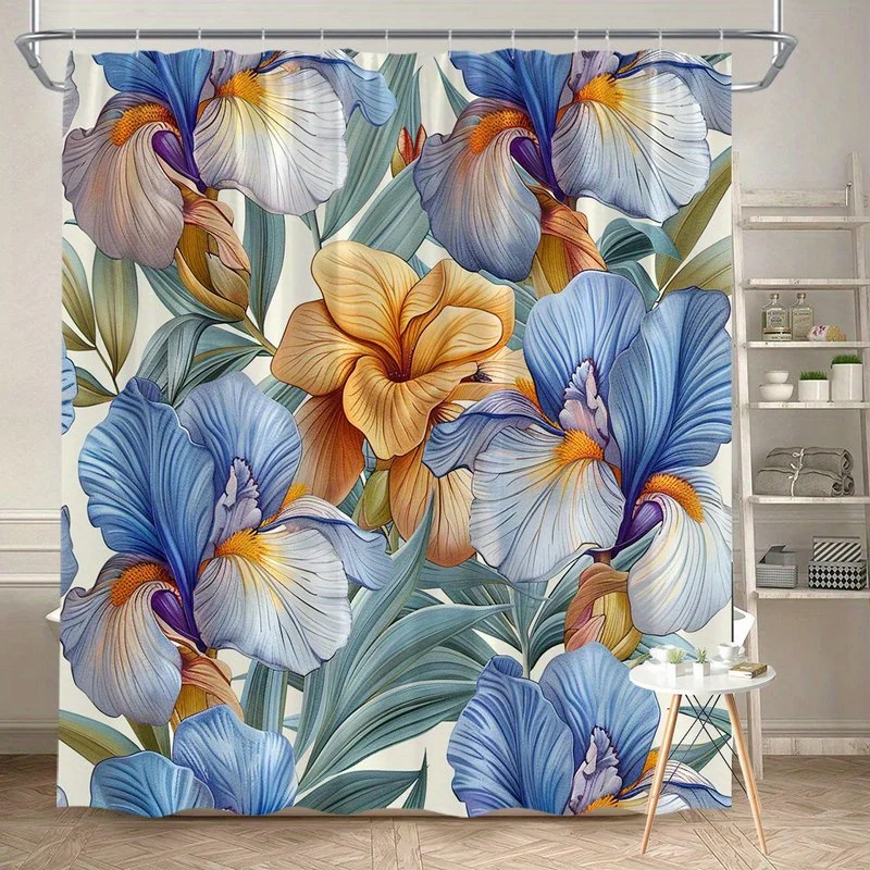 

1 шт. бесшовная занавеска для душа с рисунком fleur-de-lis, полиэфирная ткань, можно стирать в машине, подходит для украшения ванной комнаты