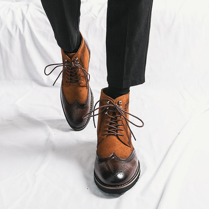 

Классические модные элегантные мужские высокие кожаные ботинки, фирменные городские деловые повседневные кожаные ботинки, удобные мягкие ботинки челси