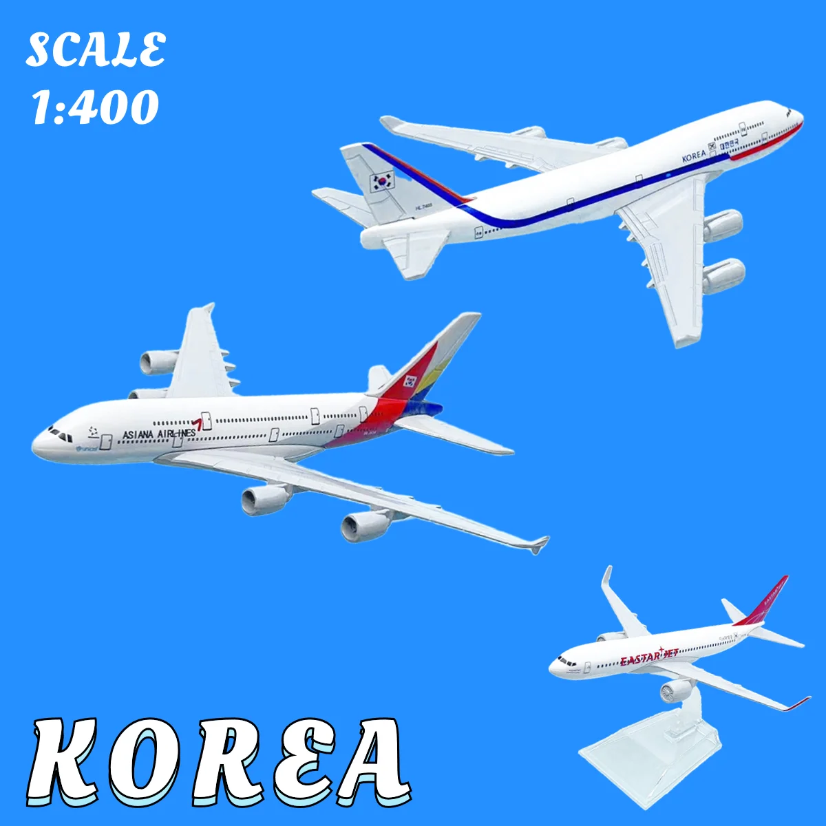 

1:400 Korean B747 B737 A380 Replica Metal Aircraft Model Scale Aviation Collectible Diecast Miniature Ornament Souvenir Toys