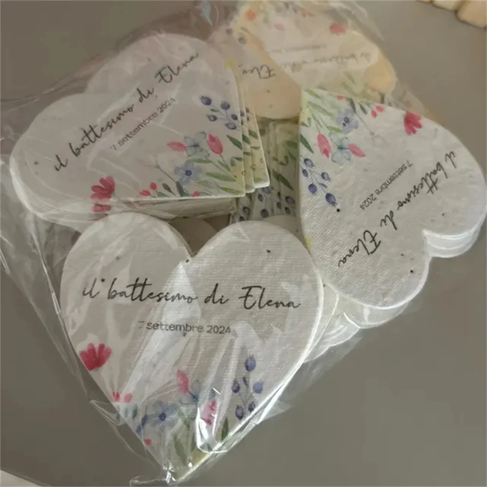 Custom Wildflower Seed Paper Wedding Favors, Plantable Seed Paper Hearts , Bulk Baby Shower Seed Packet, Personalized Party Gift