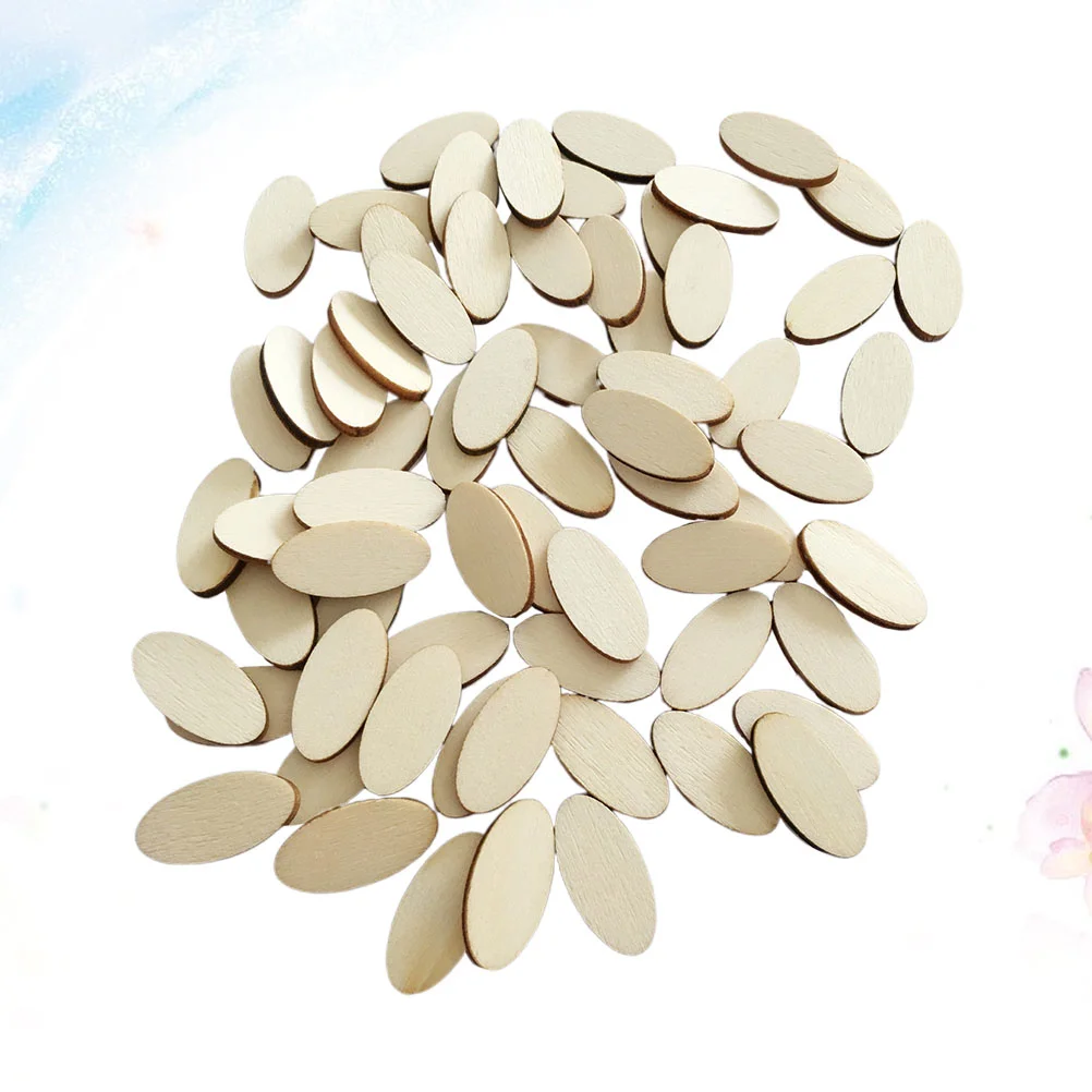 200 Pcs DIY Home Decoration Wooden Ornaments Hollow Out Basswood Oval Plaque Crafts