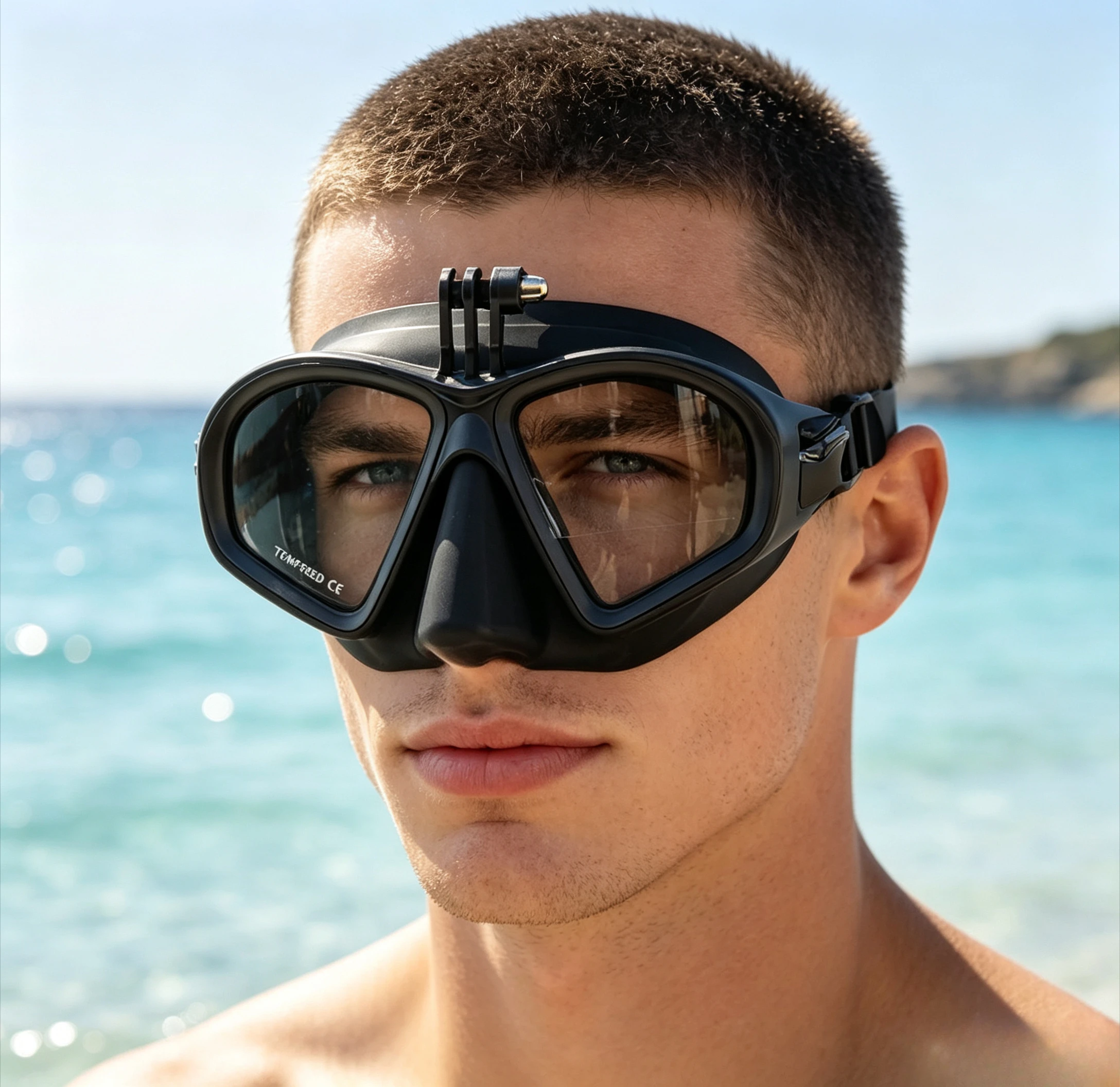 1PC Low Volume Freediving Snorkel Mask HD Tempered Glass Diving Goggles with Camera Base for Small Face Adult Snorkeling Fishing
