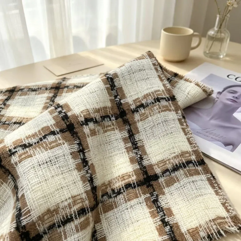 Durable Faux Cashmere Women's Scarf Plaid Pattern Thickened Neck Warmer Versatile High Grade Winter Scarf Fall Winter Wear