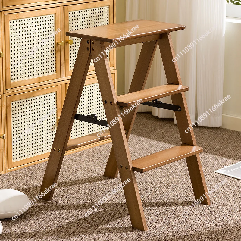 foldable bamboo and wood ladder stools, kitchen high stools, bar stools, household stairs, storage racks