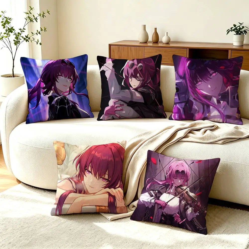 K-Kafka Honkai Star Rail  Square Double-Sided printed Pillow Case Bedroom Bedside Pillow Sofa Cushion Cover