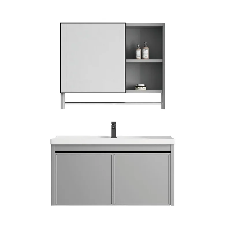 

Small apartment special bathroom cabinet mini size sink mirror cabinet combination ceramic integrated