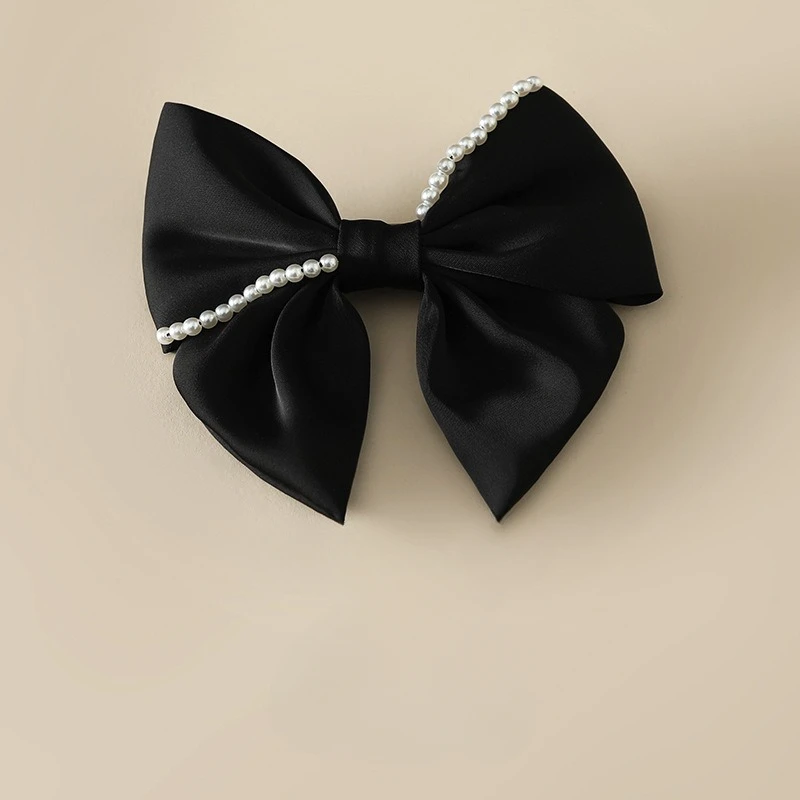 

Bow Hair Accessories Pearl Hair Clips Spring Clips Temperament Hair Clips Black Headwear Women's Accessories