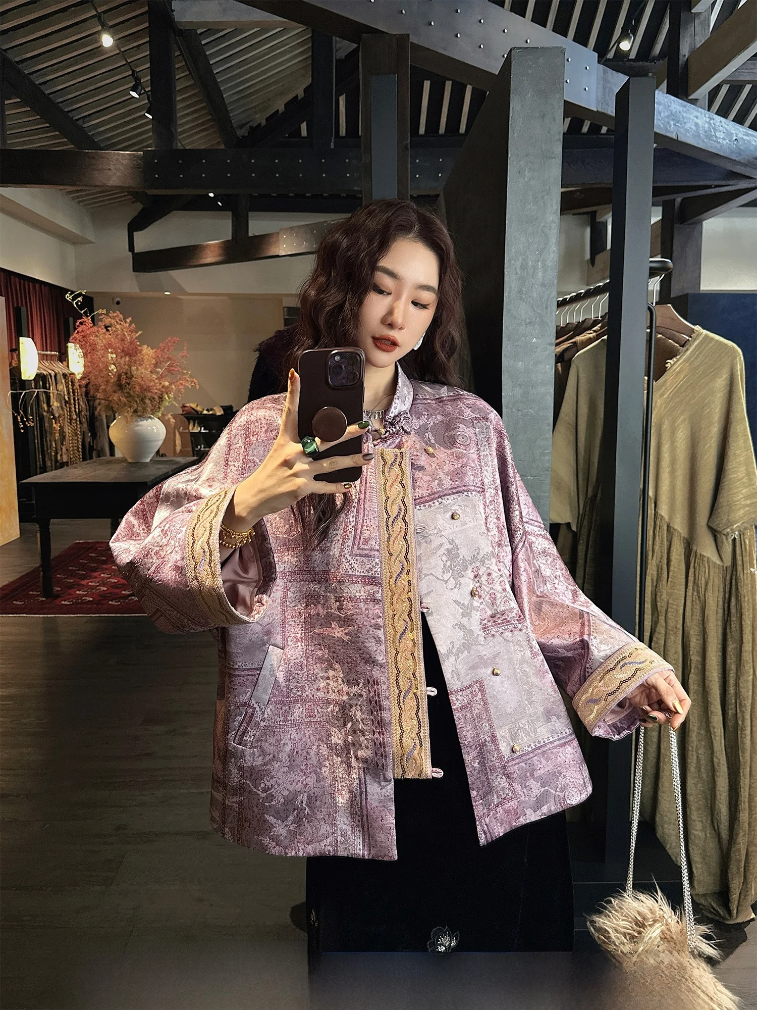 

Женское хлопковое пальто Sanji Bla Flower Laanzhou Du, новое, в китайском стиле, из сатина, зимнее, утепленное, длинное, прямого кроя