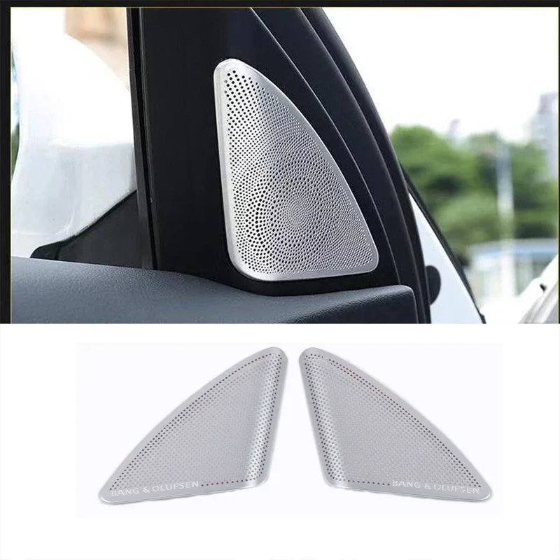 Stainless Steel Car Front Triangle Audio Sound Speaker Cover Panel for Audi A4 2009 2010 2011 2012 2013 2014 Accessories Protect