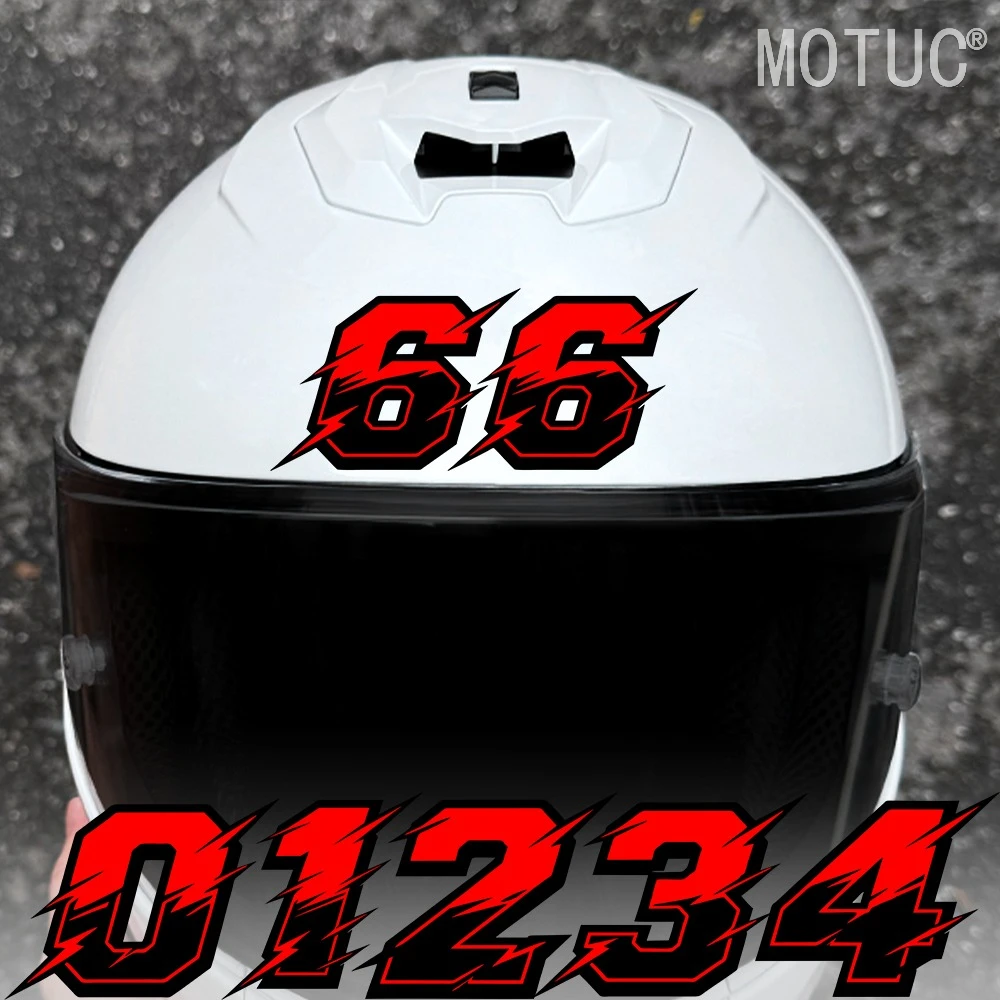 1PC Cool Black Red Racing Vinyl Number Decals Waterproof for Motorcycle Helmet Fuel Tank Fairing Side Body Scooter Decoration