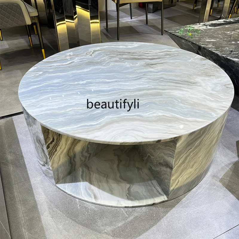 

High-End Marble Coffee Table Light Luxury Modern Living Room Personality Designer round Tea Table