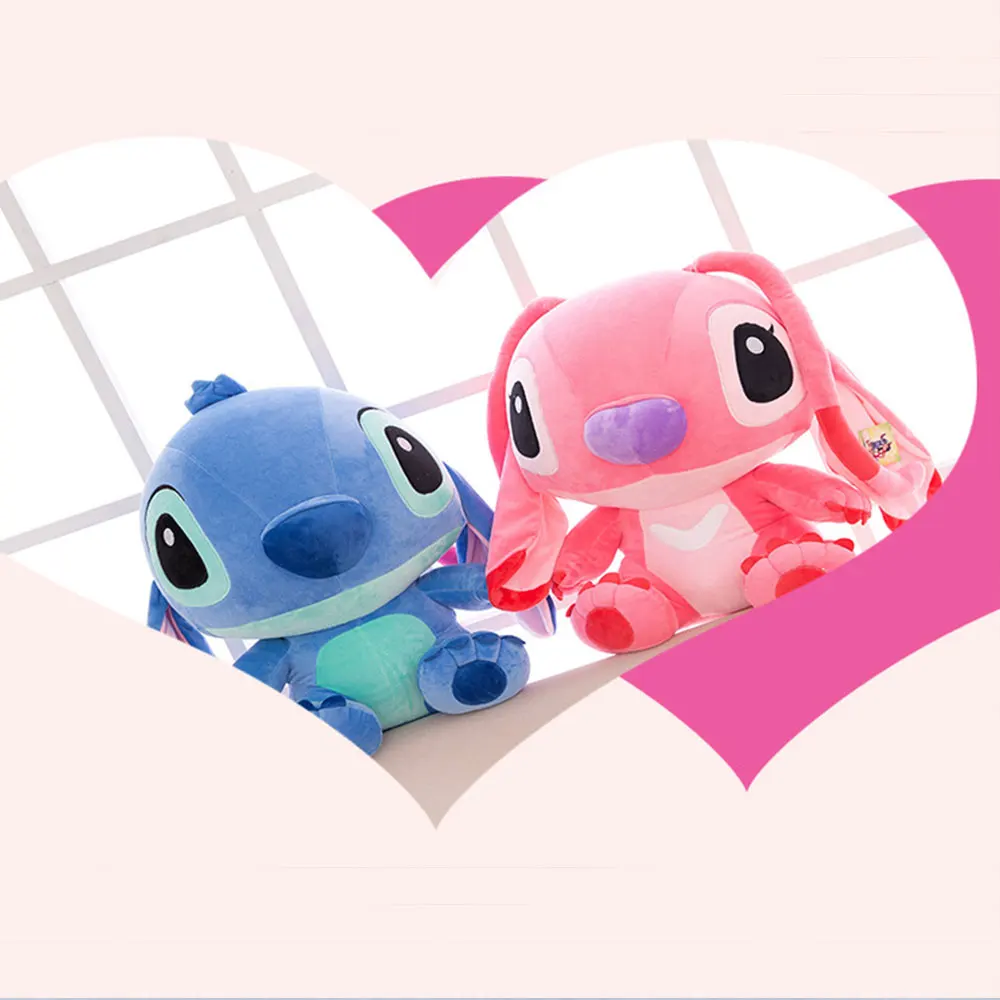 25CM Kawaii Disney Lilo & Stitch Couple peluche poupée jouets mignon Anime rose ange modèles Stich peluche bébé jouets enfants cadeau d'anniversaire