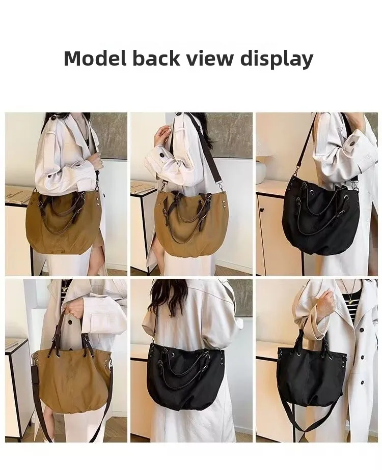 Damen-Canvas-Tragetasche mit großem Fassungsvermögen, lässige Umhängetasche für den täglichen Pendelverkehr und Reisen – Detail 6