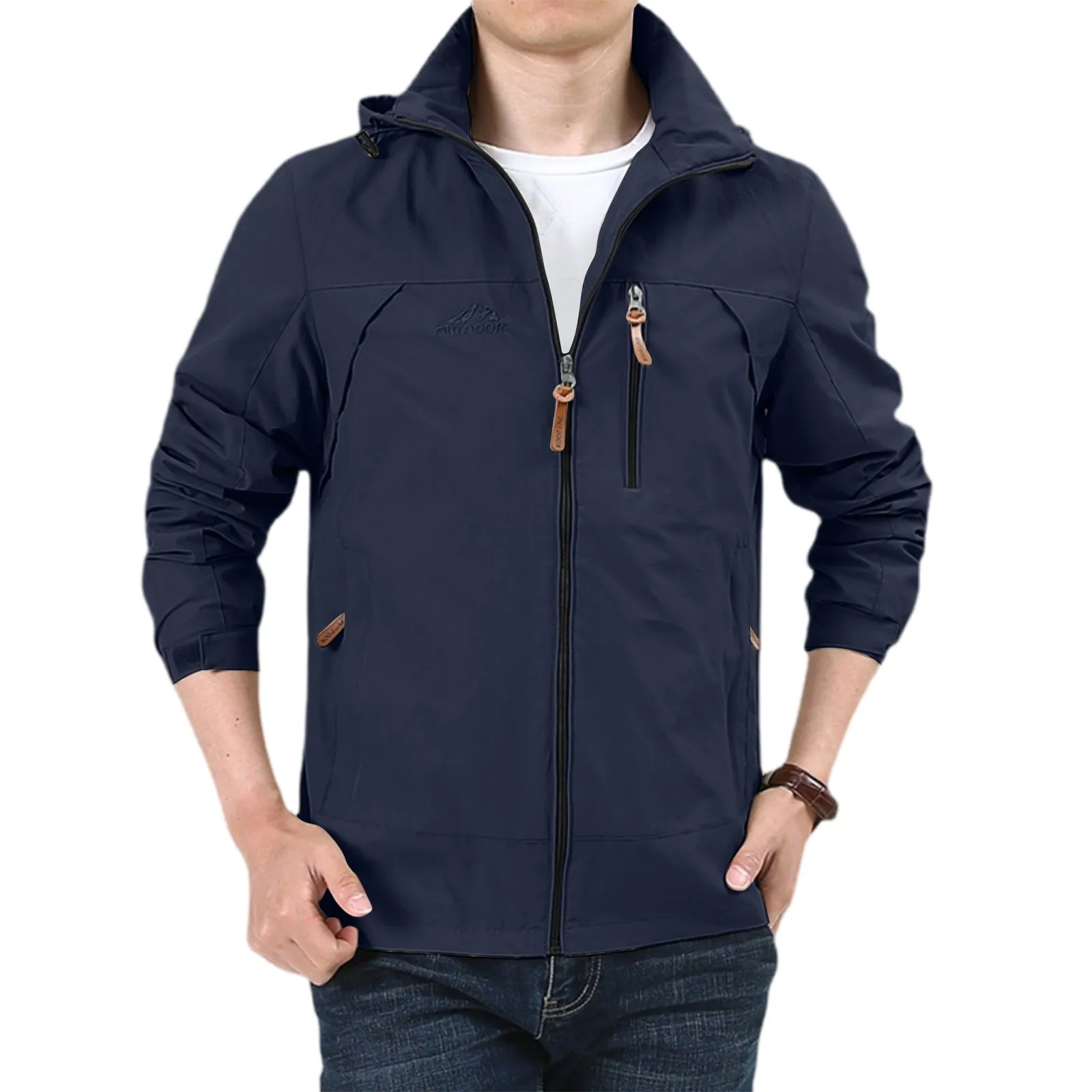 

Осенняя водонепроницаемая ветровка, мужская альпинистская охотничья тонкая сетчатая дышащая куртка с капюшоном, уличная свободная летная мужская рабочая куртка