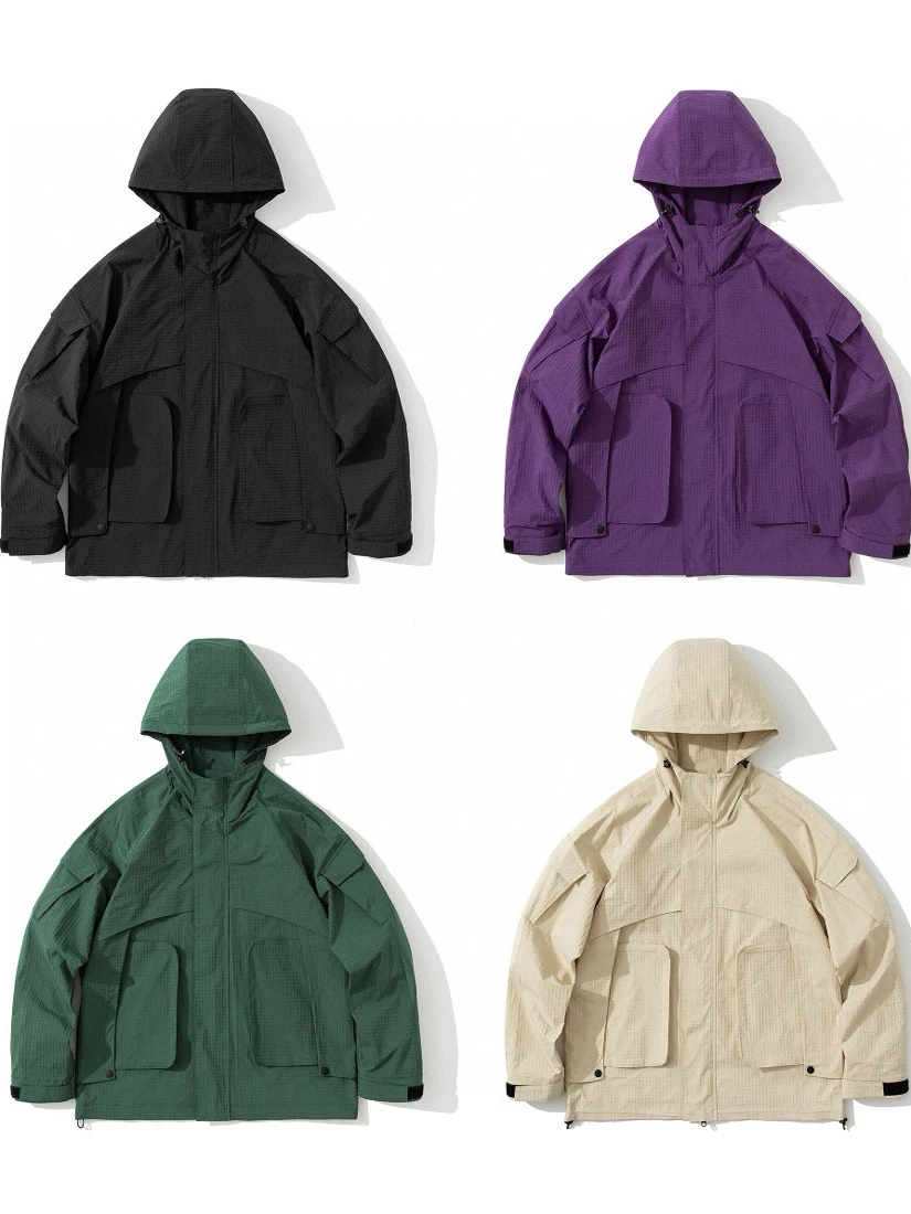 

Ретро-японская уличная ветрозащитная водонепроницаемая куртка свободного кроя с капюшоном для молодежи, модная, весна-осень