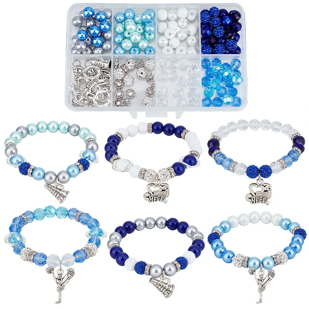 

DIY Bracelet Making Kits including Glass Pearl Glass Alloy Polymer Clay Rhinestone Brass Rhinestone Spacer Beads