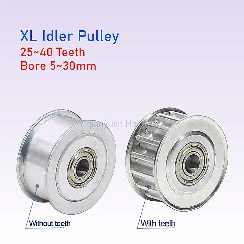 Yiqianyuan 1Piece XL Timing Pulley Idler Pulley AF Type 25-40 Teeth Bore 5-30mm for XL Belt Width 10mm