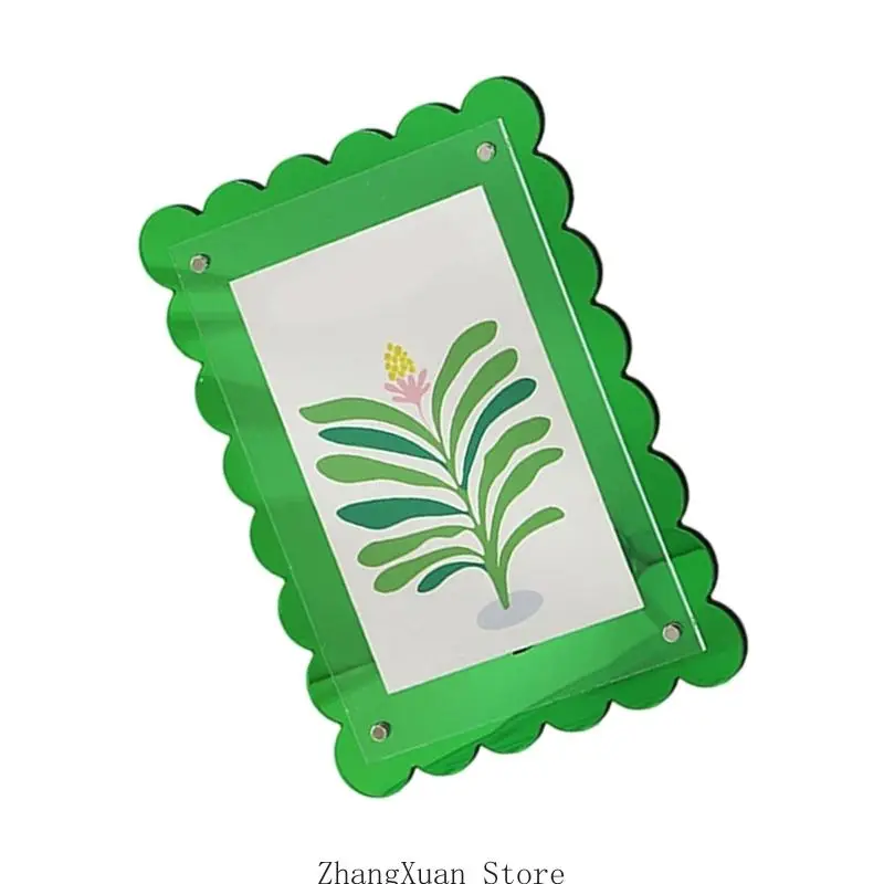 Klarer Acryl-Bilderrahmen, Kunststoff-Bilderrahmenhalter, Wellen-Fotorahmen, Desktop-Display für Home-Office-Sammlungen 3XUF – Detail 10