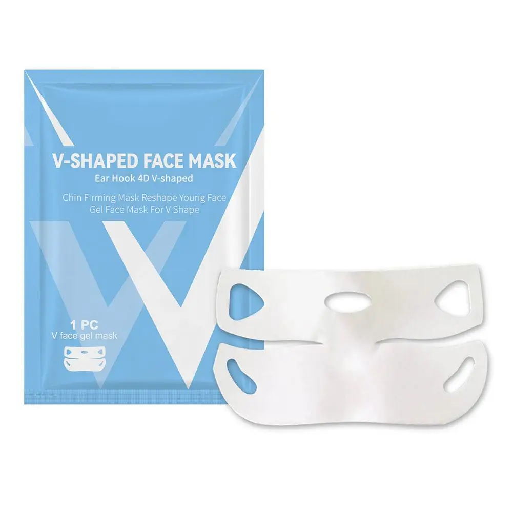 5 buah masker pelangsing pengangkat wajah, masker wajah leher, pengencang, pemijat dagu dua telinga 3D, tambalan kurus C V3B7