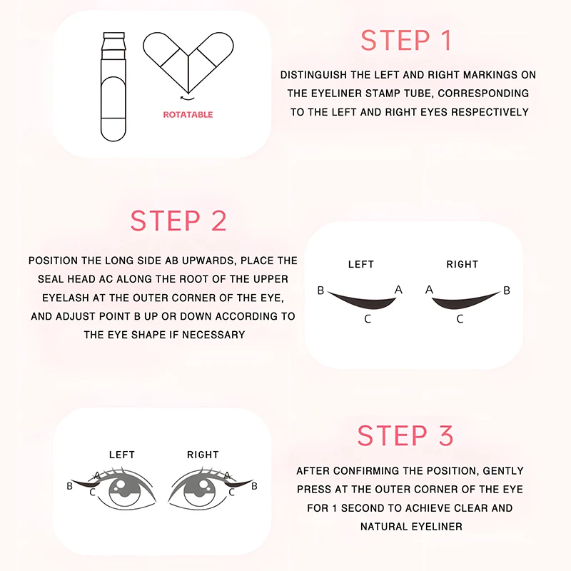 O'CHEAL All-in-One Rotierender Eyeliner-Stempelstift Schnelles Augen-Make-up Doppelseitiger Eyeliner Wasserfest Langanhaltender Stempel-Eyeliner