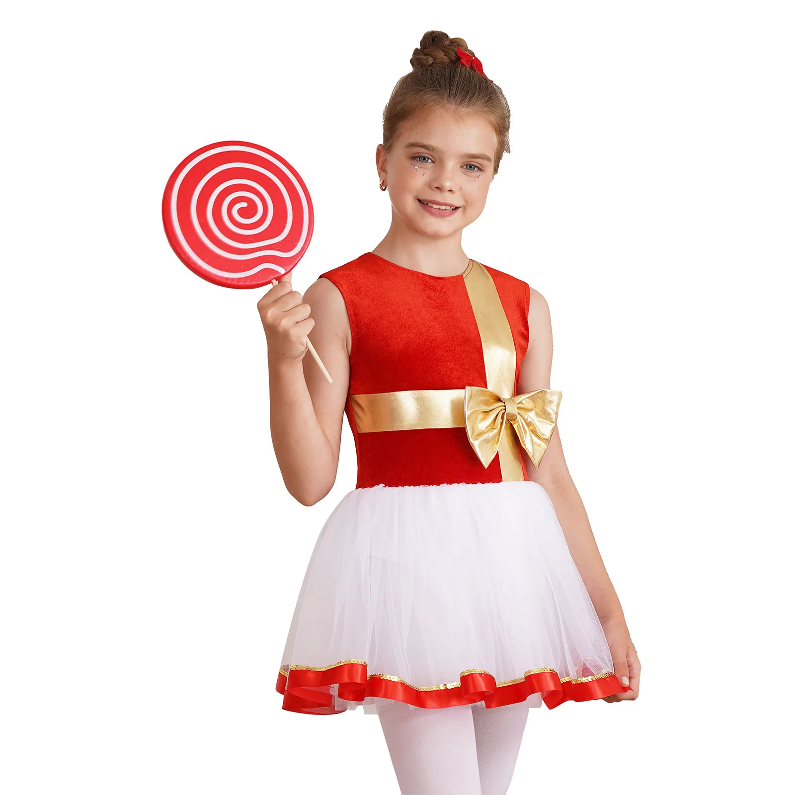 Robe tutu de danse de ballet de Noël pour filles, nœud en maille, patinage artistique, justaucorps, nouvel an, fête de carnaval, costume de performance