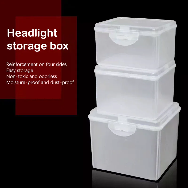 Flip Storage Box Transparent Desktop Storage Box LED Headlight Packaging Box Wearing Headlight Plastic Box