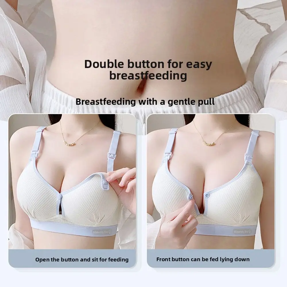 Fashion Double Buckle Nursing Bra Push-up Anti-sagging Pregnancy Bralette Soft Comfortable Nursing Bralette for Breastfeeding