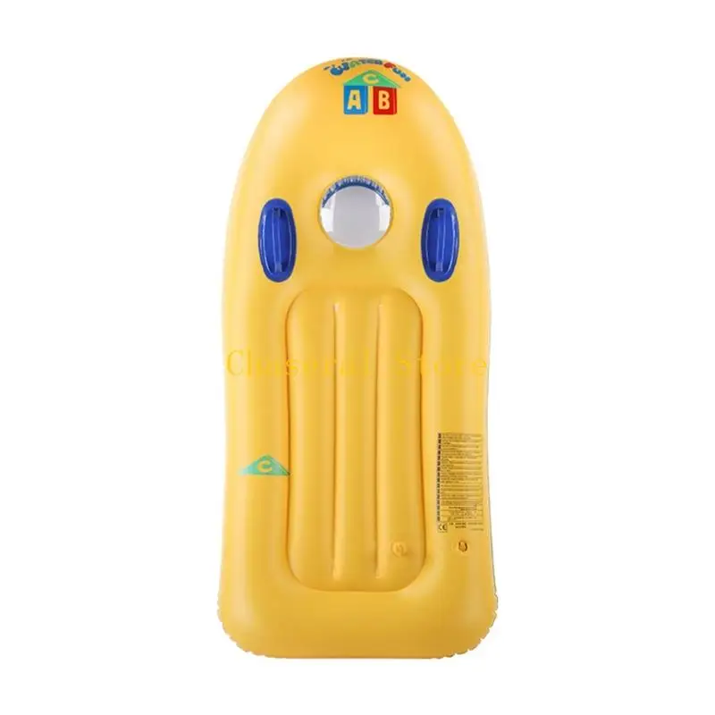 

E7CE Inflatable Bodyboard For Kids Durable PVC Construction Enhanced Stability Bright Yellow Color Lightweight Design For Pool