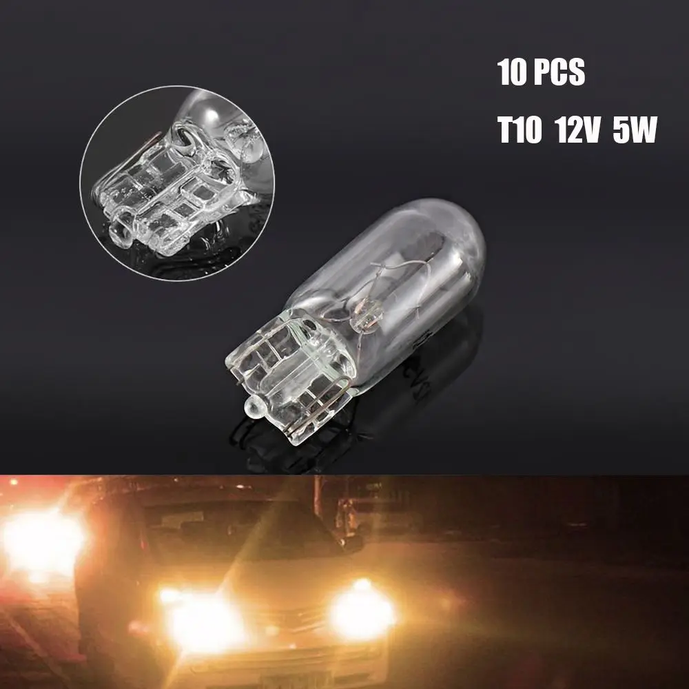 

10pcs/set Warm White 12V 5W T10 W5W 194 168 Car License Plate Lights Width Lamp Halogen Bulbs Signal Light