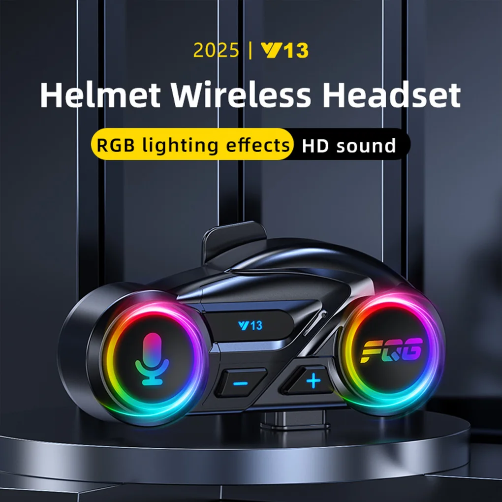 Y13 Bluetooth 6.0 Wireless Motorcycle Helmet Headset Hands-free Call Phone with RGB Ambient Light MP3 Music Player Speaker