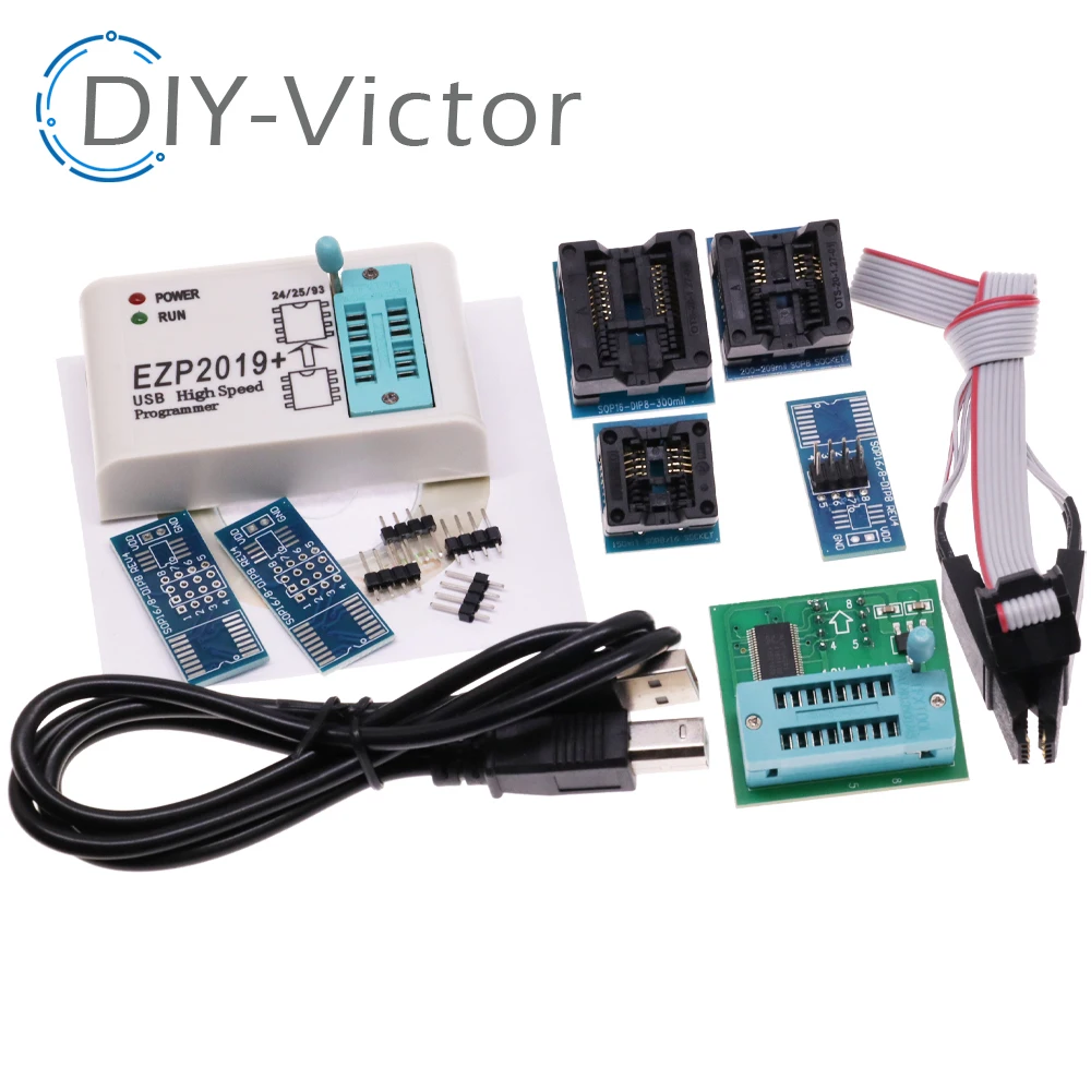 EZP2019 EZP2019+ USB High-speed SPI Programmer Support24 25 93 EEPROM 25 Flash BIOS Chip+5 Socket Full Set