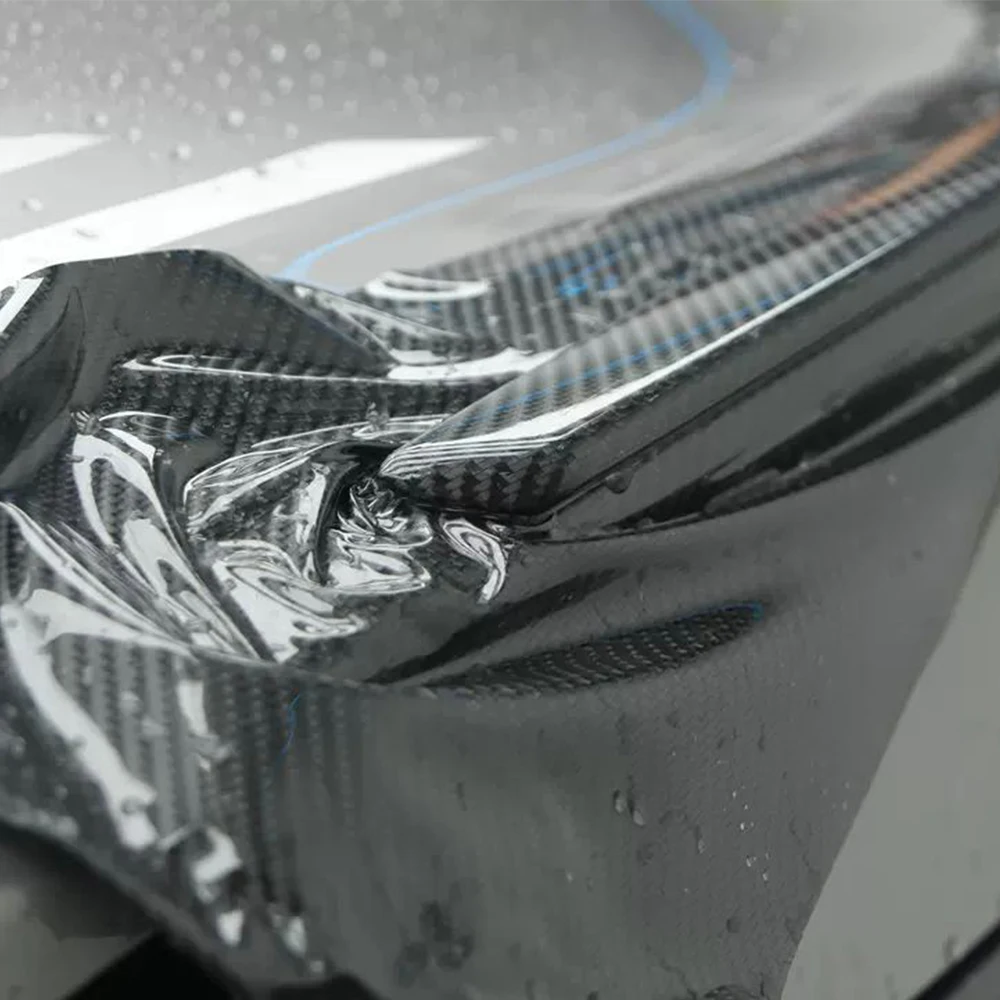 PET 6D Carbonfaser Schwarze Auto-Heckspoiler-Folie Auto-Vinylfolie Luftblasenfreie Selbstklebende Farbwechsel-Dekorationsfolie – Detail 5