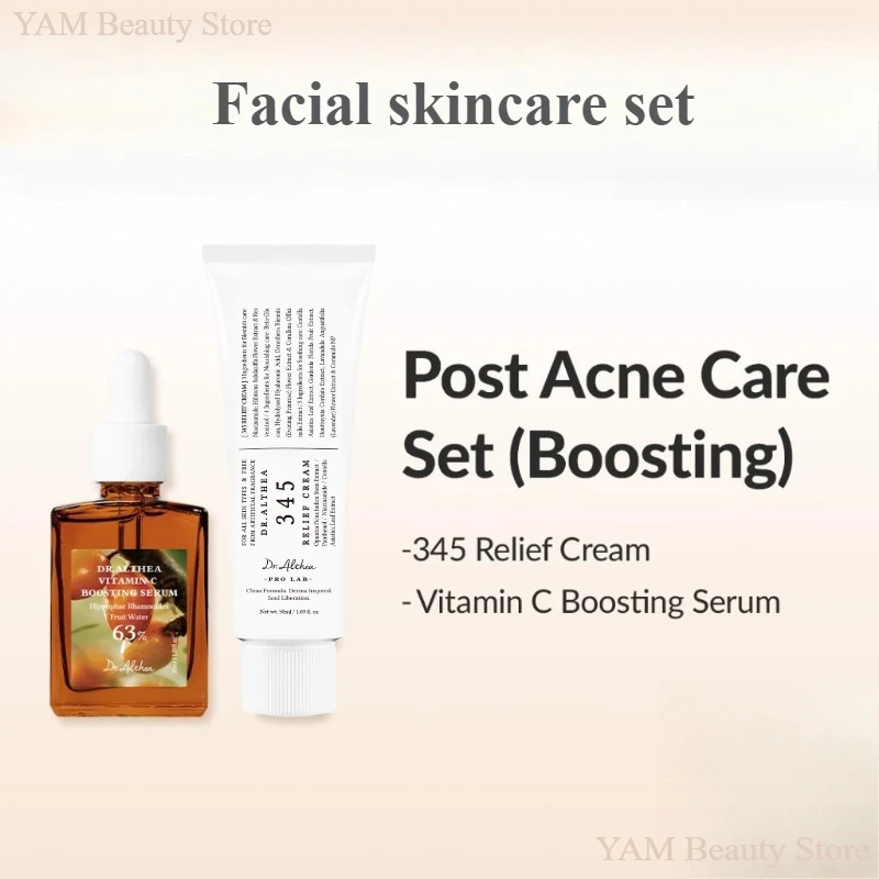 

Korean Facial Skincare Set Dr.Althea Post Acne Care Set 345 Relief Cream 50ml & Vitamin C Boosting Serum 30ml Skin Barrier Care