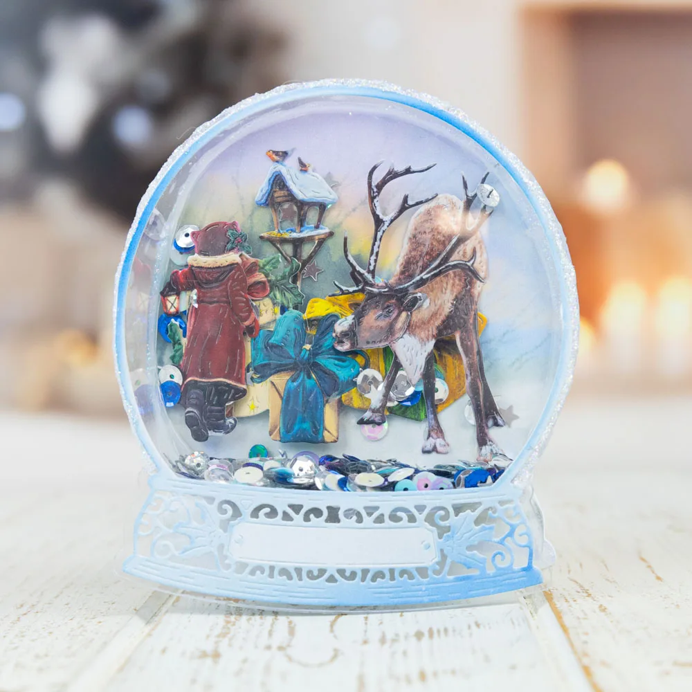 Snow Globe Scene Lychgate Parish Church 2023 New Metal Cutting Dies Decoration For Scrapbooking Craft Diy Album Template