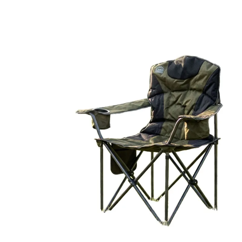 Outdoor camping folding chair, portable cotton, armrest camping beach widened seat