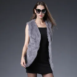 Fancy Rani Real Rabbit Fur Vest Natural Jacket For Women Fashion Leather Autumn Winter Spring Outwear High Quality
