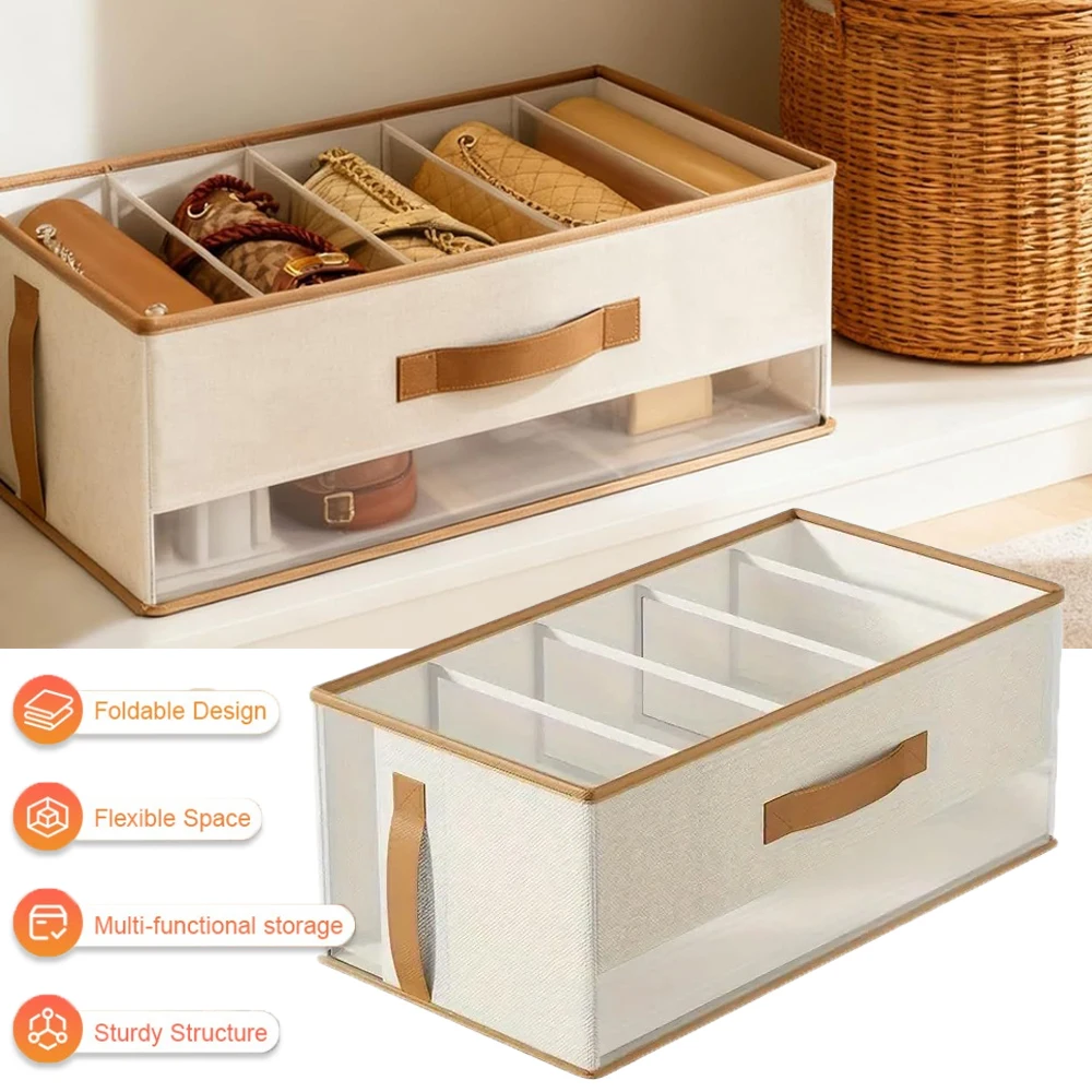 

1/2/3PCS Dustproof Uncovered Clothing Storage Box Large Capacity Foldable Handbag Organizer for Home Bedroom Living Room Closet