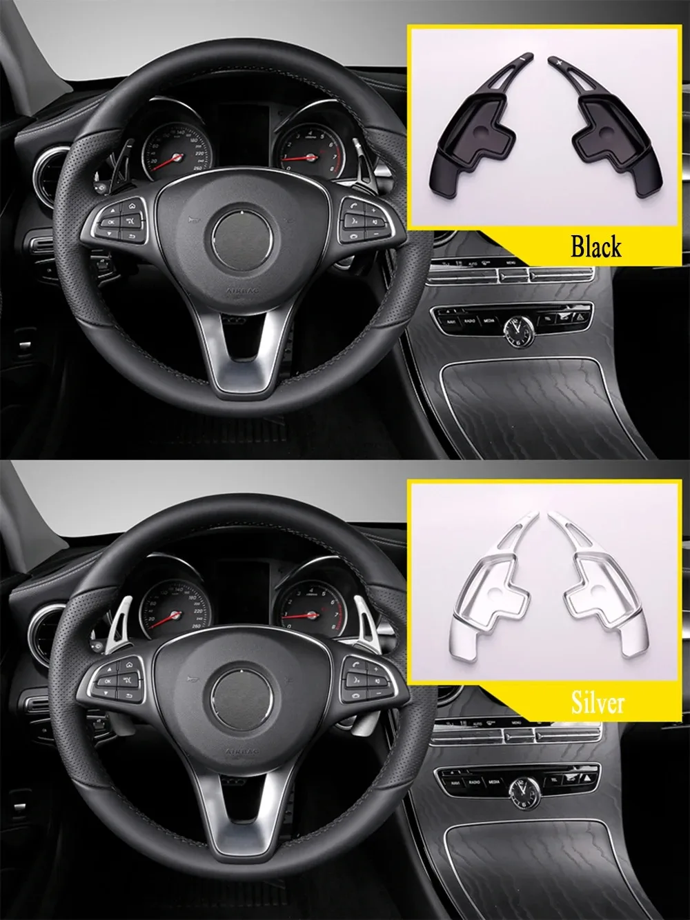 

For Mercedes Benz C E Class W205 W213 MB GLE C292 W166 W167 2016-2021 Car Steering Wheel Paddle Shifter Extend DSG Sticker Style