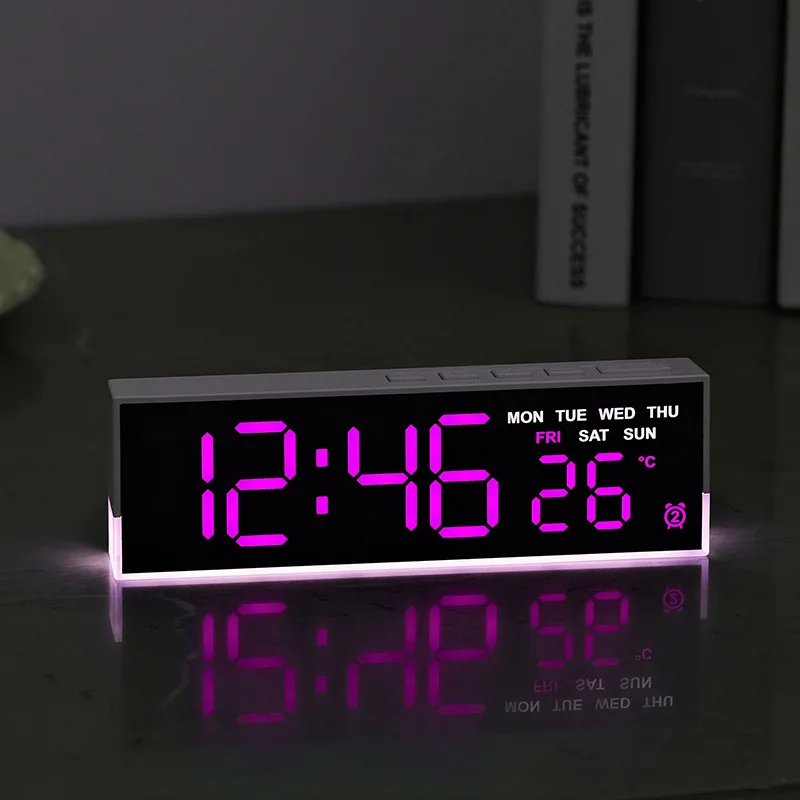

USB Powered Digital Alarm Clock with White Mood Light TEMP Week 2 Alarm DST Table Clock 3 Levels Brightness 12/24H LED Clock