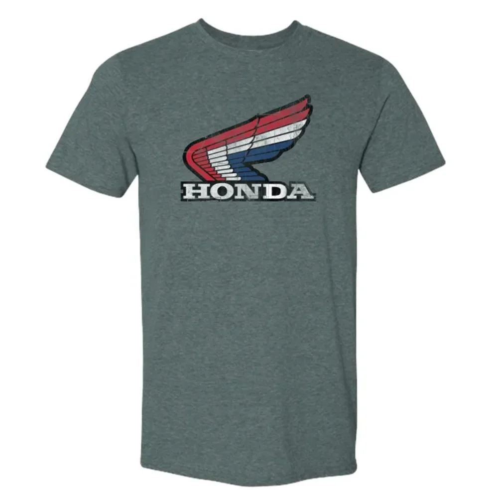 

Мужская и женская футболка Honda, летняя хлопковая футболка Y2k, Хонда RACING с золотым крылом и короткими рукавами, весенне-осенний мотоциклетный велосипедный топ