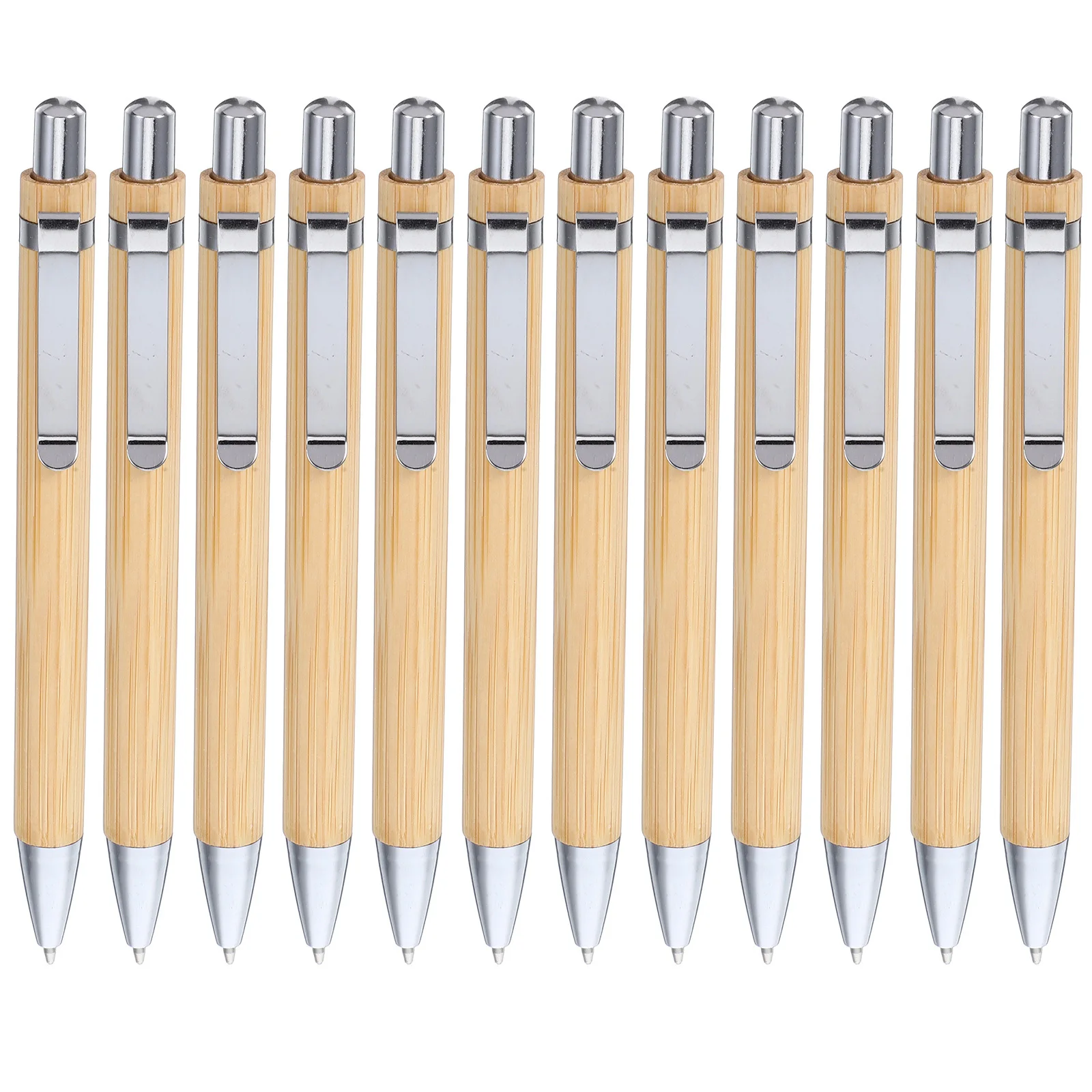

12 шт. бамбуковые шариковые ручки, выдвижные деревянные тонкие точки, гладкое письмо для школы, офиса, журнала, студентов, ручки для учителей