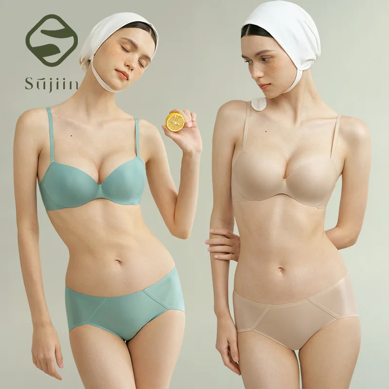 

SUJIIN Women Small Chest Wireless Bra Sexy Seamless Push Up Bras Female Summer Satin Anti-sagging Supportive Bralettles MX202