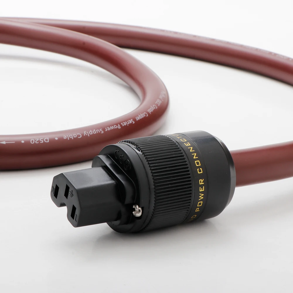 Hi-end OCC เดี่ยวคริสตัลทองแดงสายไฟทองแดงป้องกัน AC Audiophile สายทอง EU US Plug + IEC320 C13 Connector