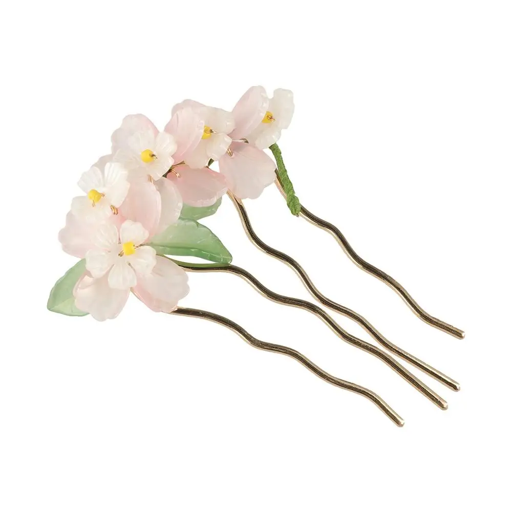 Classical Hair Comb Chinese Style Hair Stick Flower U Shape Hanfu Hairpin Pearl Hanfu Headwear for Women