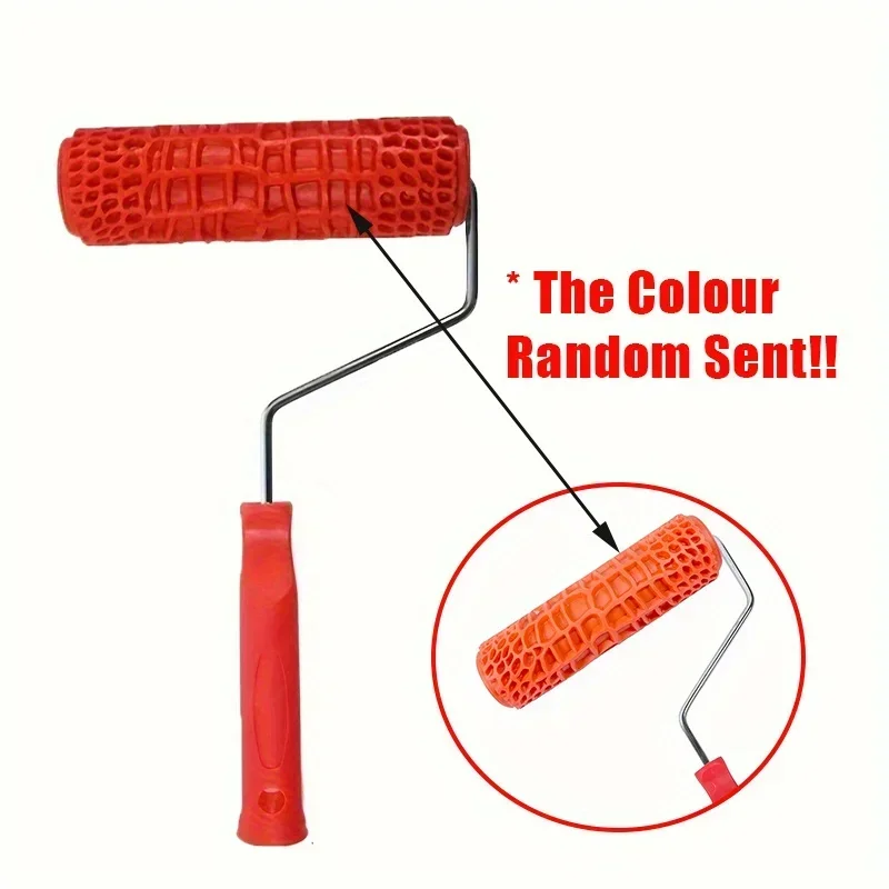 

Малярный валик с текстурированным узором и красной ручкой, прочная металлическая и пластиковая конструкция, декоративный инструмент для рисования стен для стены, забора