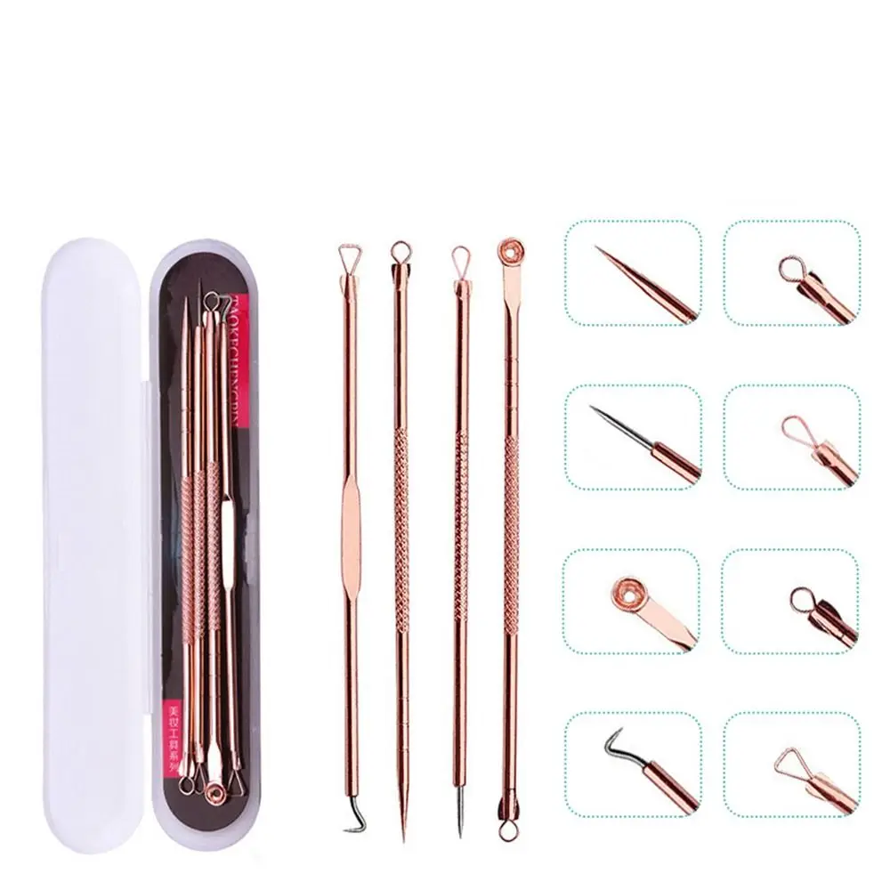 Stainless Blackhead Removal Needles Silver Acne Treatment Pore Cleanser Needle Hook Durable Rose Gold Black Head Pore Cleaner