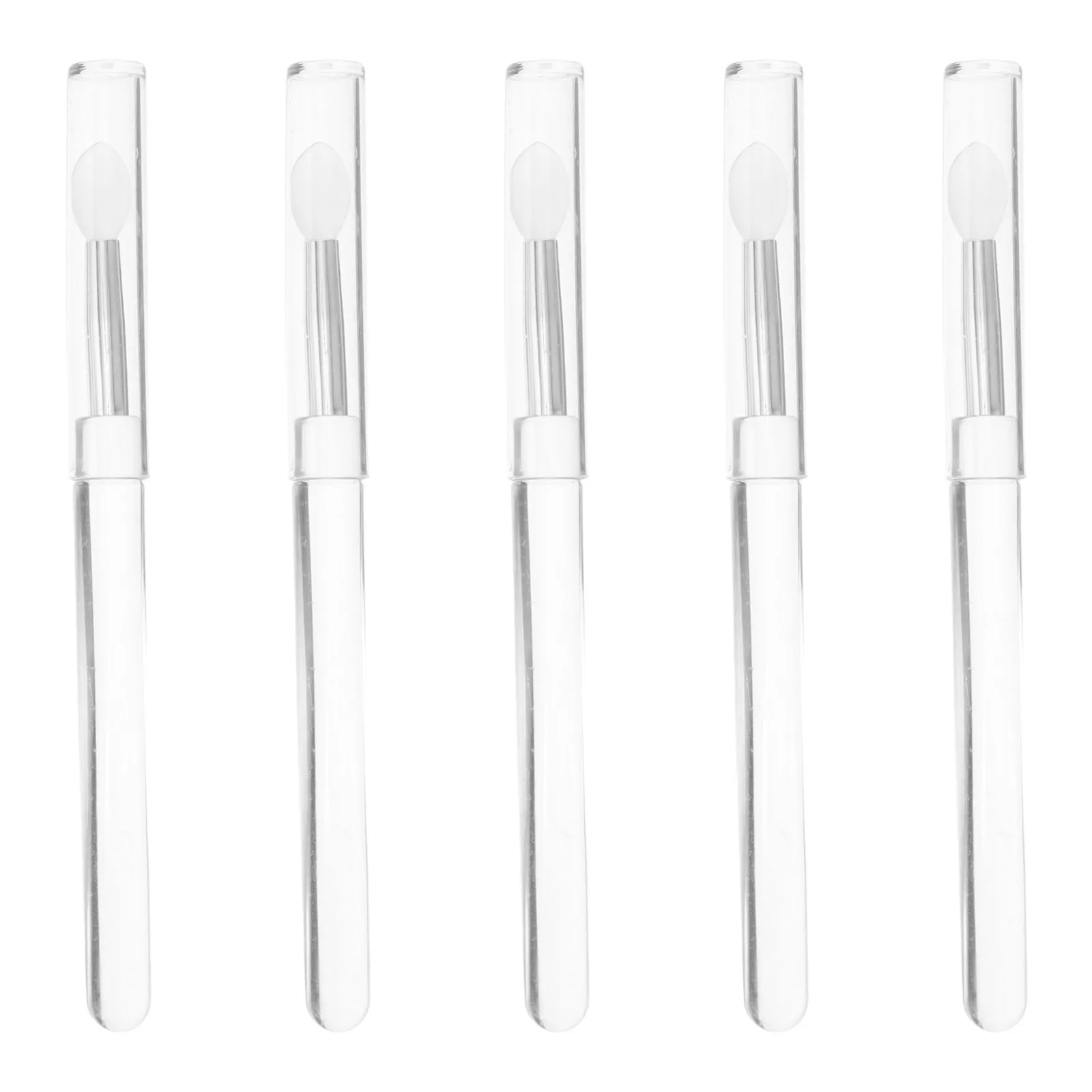5 szt. Przezroczyste pędzelki z okrągłą główką, miękki aplikator silikonowy do różu, cieni do powiek, błyszczyka, balsamu, narzędzie do nakładania, przenośne