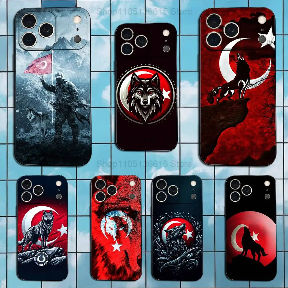 

Turk Wolf Turkey Flag For iPhone 8,7,11,12,15,14,13,16,17,Plus,Pro Max,XS,X,XR,SE,Mini,Soft Silicone Black Case