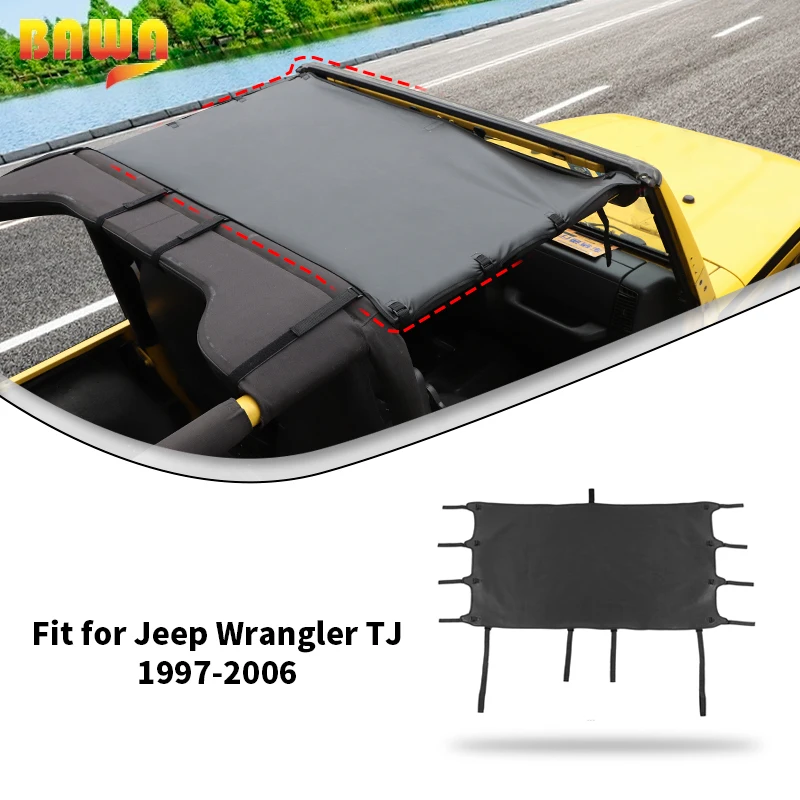 BAWA Car Front Leather Soft Top Sunshade Cover for Jeep Wrangler TJ 1997 1998 1999 2000 2001 2002 2003 2004 2005 2006