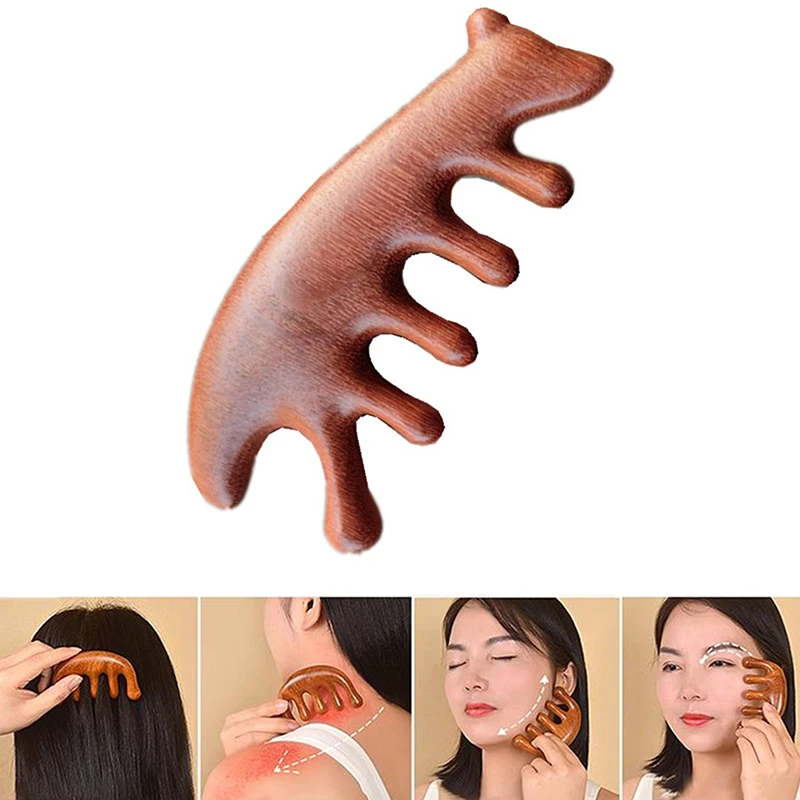 

Red Sandalwood Five Tooth Massage Comb Nose Scraping Five Tooth Comb Multifunction Purpose Solid Wood Comb For Meridian Dredging